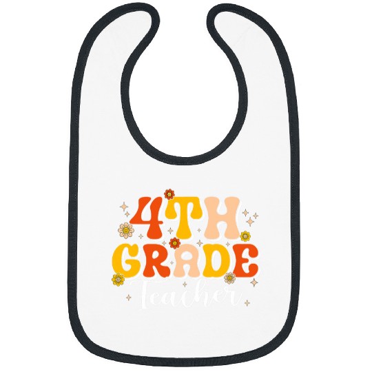 4th Grade Teacher First Day Of School Groovy Back To School 2 Bibs