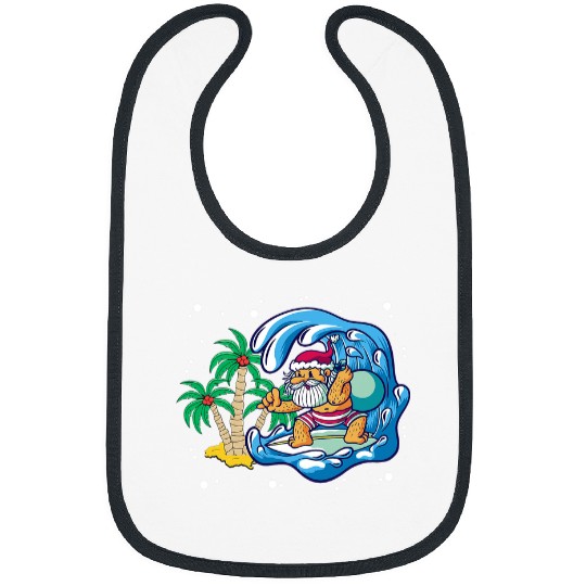 Surf Life Summer Santa Surfing Beach Waves Christmas In July Bibs