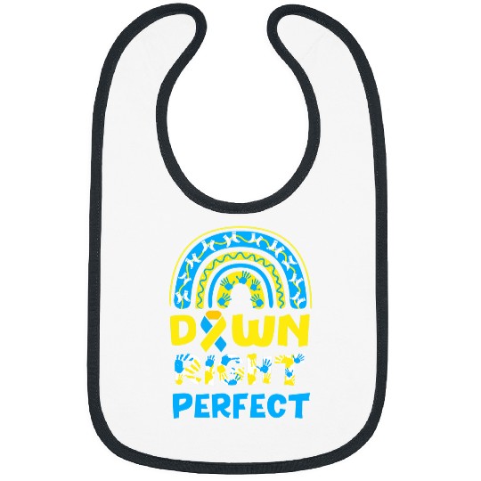 Down Right Perfect Blue Yellow Rainbow Syndromes Awareness Bibs