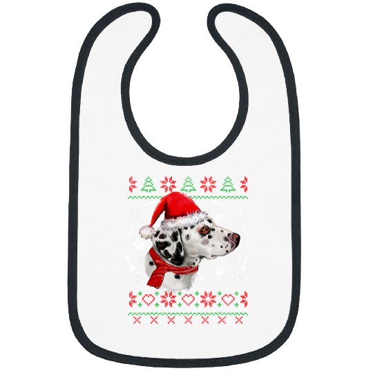 Dalmatian Ugly Sweater Christmas Dalmatian Santa Hat Pajama xmass 460 Dog Lover Dalmatians Dog Bibs