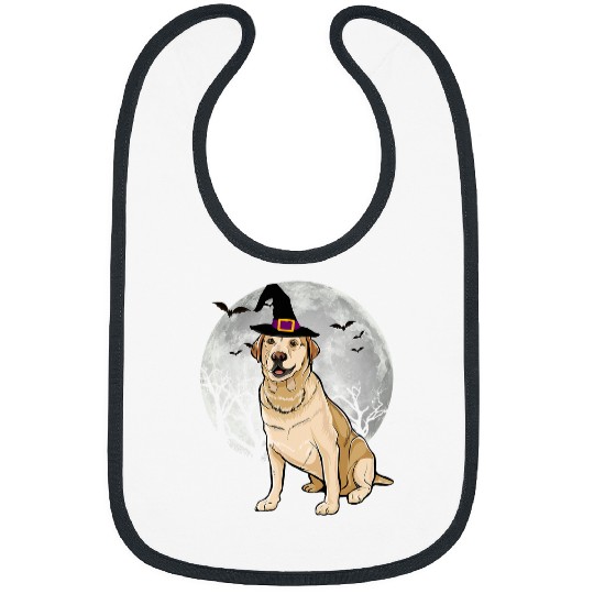 Labrador Lab Dog Scary Labrador Retriever Dog Witch Hat Halloween Bibs