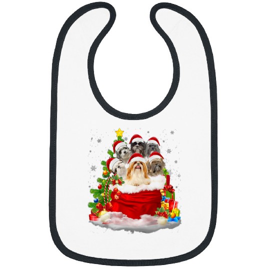 Shih Tzu Dogs Hat Santa Claus Bag Bibs