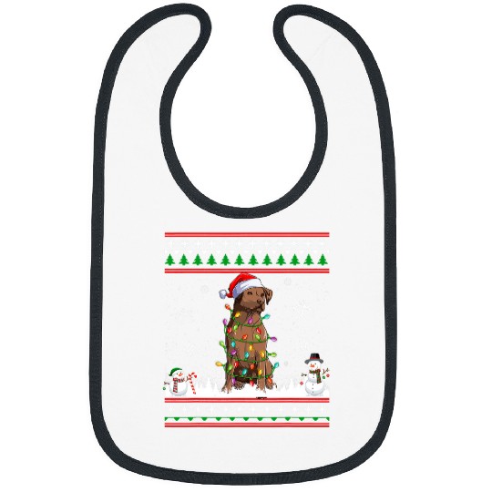 Labrador Lab Dog Chocolate Lab Labrador Christmas Pajamas Santa Tree Lights Bibs