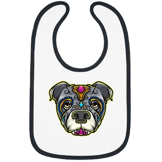 Bully Sugar Skull Day of Deads Beautiful Halloween Pitbull Dog Bibs