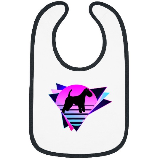 Dog Airedale Terrier Silhouette Retro 80s Vaporware Dog Breeder Bibs
