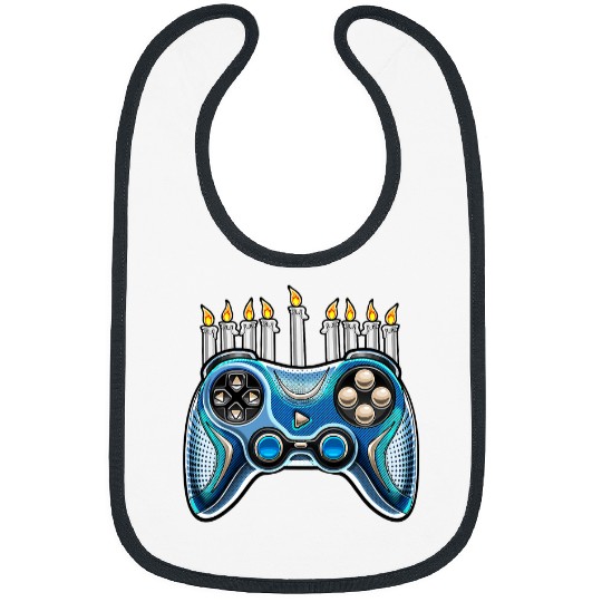 Video Game Controller Hanukkah Menorah Candles Boys 32 Bibs