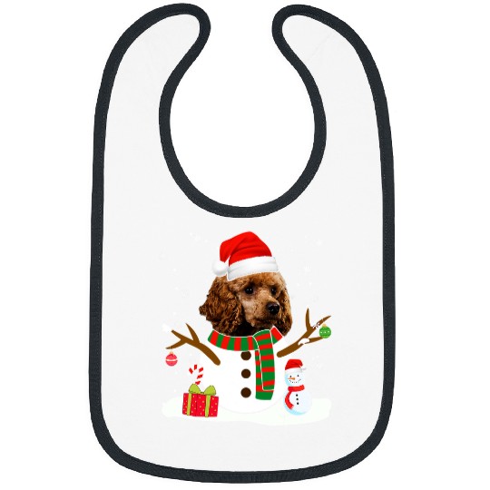 Cute Poodles Christmas Pajama Snowman Dog Lover 163 Poodle dog Bibs