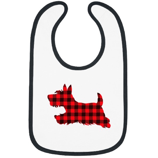 Dog Scottish Terrier Scottie Dog Plaid Scottish Terrier Puppy Red Black 3 Bibs