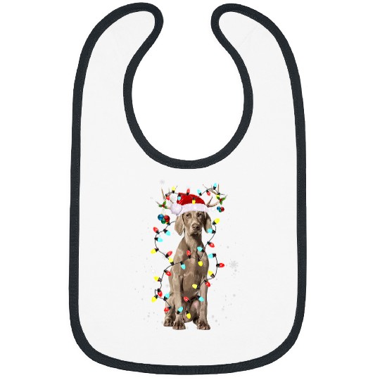 Santa Weimaraner Reindeer Light Christmas95 Bibs