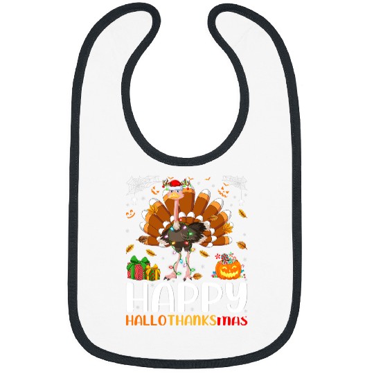 Ostrich Bird Lover Halloween Christmas Happy Hallothanksmas Bibs