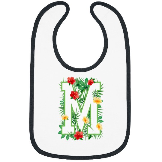 Capital Letter M Alphabet Monogram Initial Flower Gardener Bibs