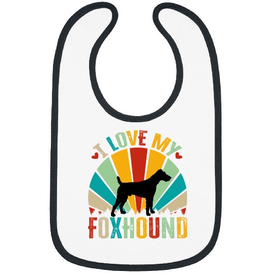 Retro vintages Style I Love My Foxhound Dog Mom Dad Bibs