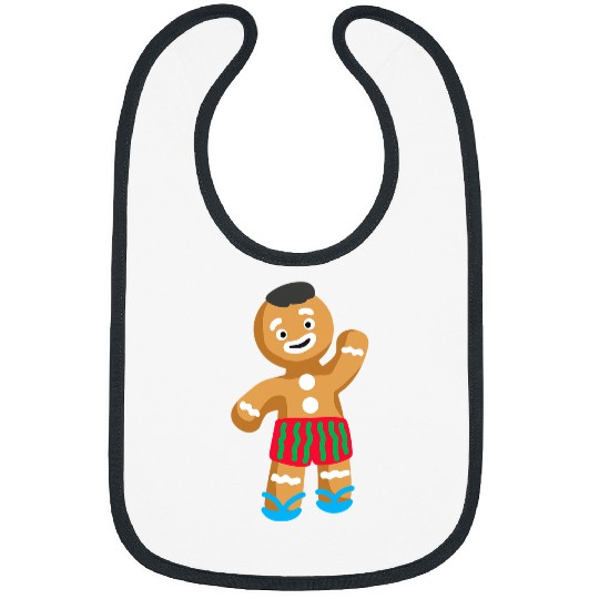 Swimming Pool Christmas in the summer party gingerbread man in swimming trunks Bibs