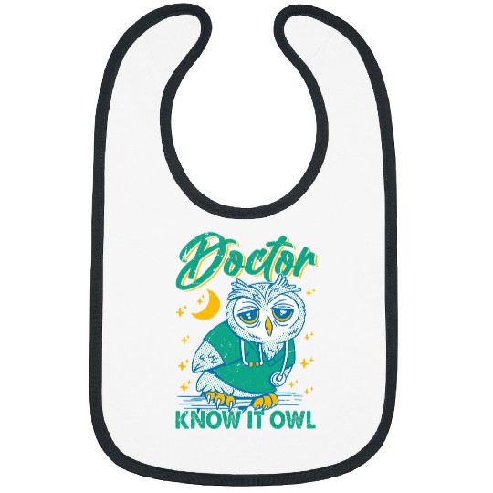 Doctor Know It Owl Funny Bird Hospital Surgeon 2 Bibs