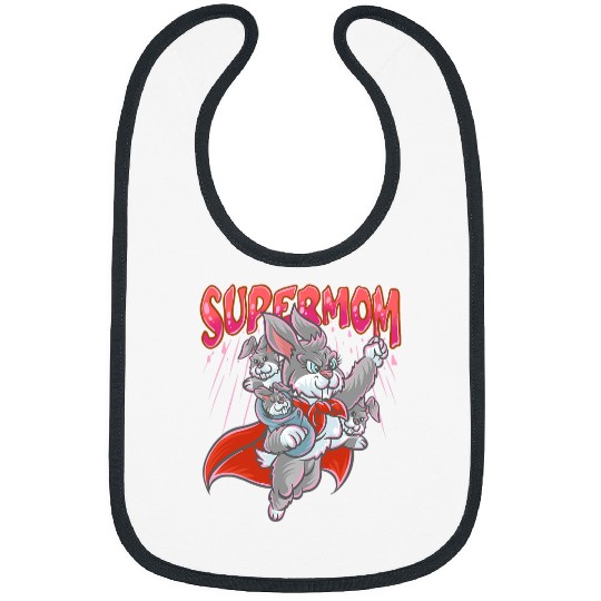 Rabbits Bunny Mom Super Mom Superhero Mommy Rabbit Mothers Day Bibs
