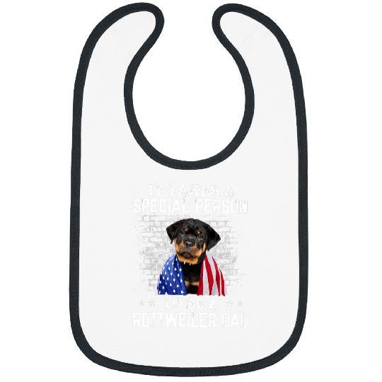 Dog Rottweiler Dad With Proud American Flag Dog Fathers Day Bibs