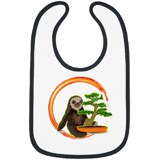 Bonsai Tree and Sloth Gift to Japanese Tradition Art Lovers Bibs