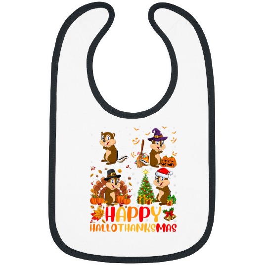 Squirrel Lover Halloween Thanksgiving Christmas Chipmunk Hallothanksmas Bibs