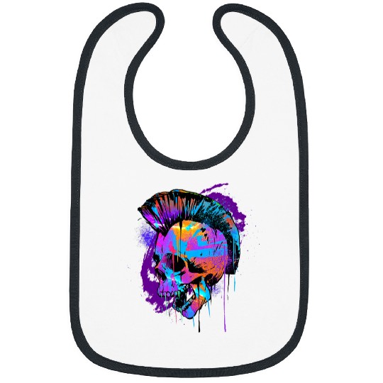 Skeletons Skulls Pop Art Mohawk Skull Punk Rock Band Heavy Metal Rocker Goth Skull Bibs