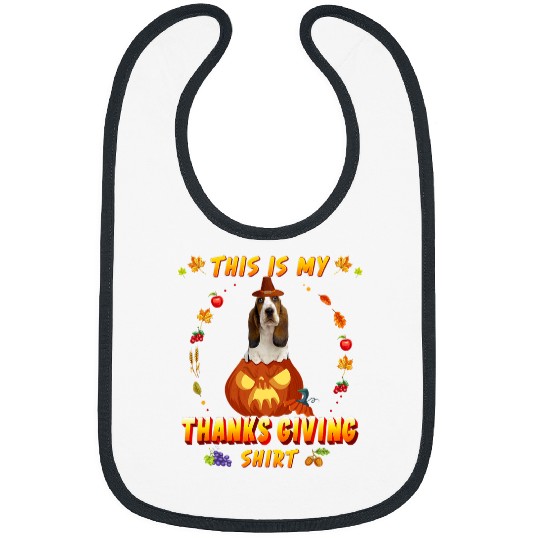 Dog Basset Hound Funny Basset Hound Dog In Pumpkin This Is My Thanksgiving Bibs