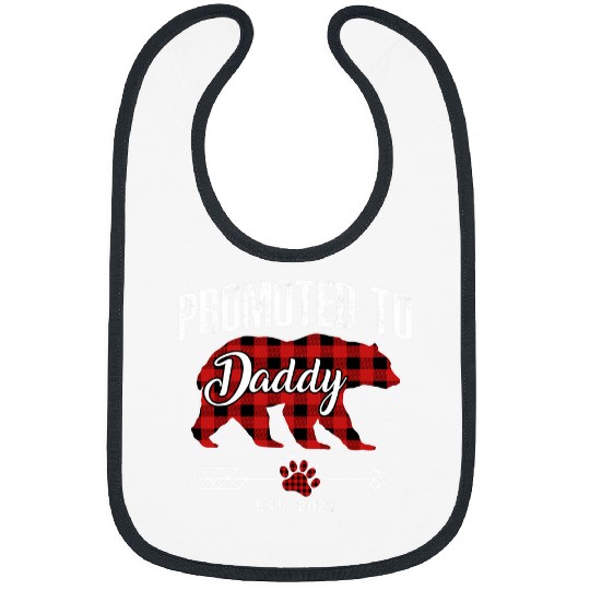 Funny Bear Promoted To Daddy Bear Pajama Red Plaid Buffalo Cute Bears Bibs