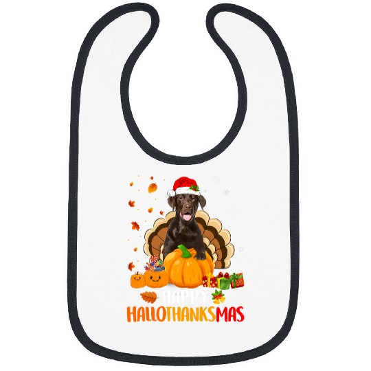 Labrador Lab Dog Chocolate Labrador Halloween Christmas Happy Hallothanksmas Bibs