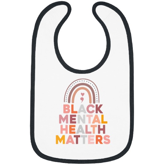 Boho Rainbow black Mental health matters Bibs