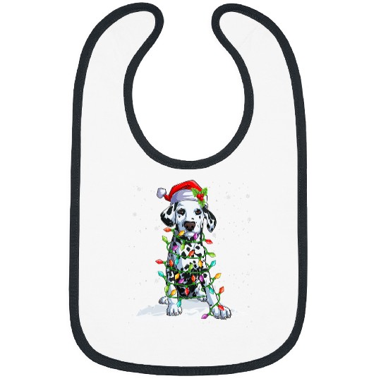 Dalmatian Santa Christmas Tree Lights Puppy Dog Lover PJ 310 Dog Lover Dalmatians Dog Bibs