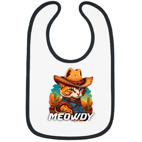 Funny Mashup Meowdy Cat Cowboy Hat Country Lover Bibs