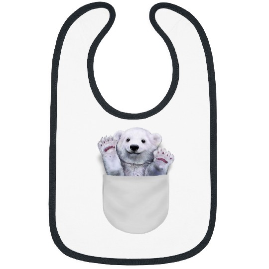 Funny Bear Cute Polar Bear in Pocket Cute Bears Bibs