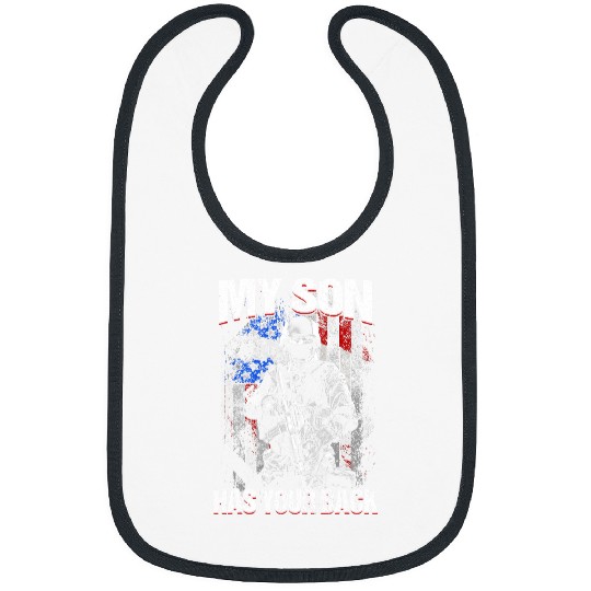 Mens My Son Has Your Back Proud armys Dad Military Fathers Day 20 Bibs