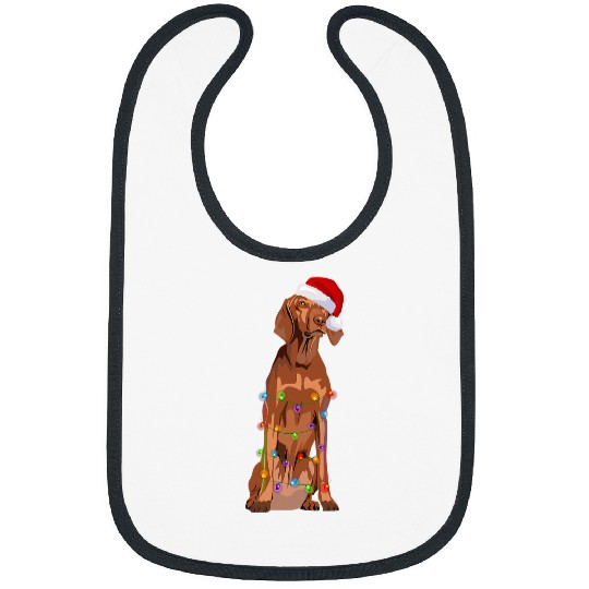 Dog Vizsla Christmas Lights xmass Dog Lover Santa Hat Bibs