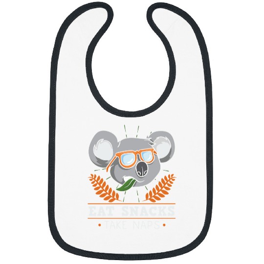 Funny Bear Eat Snacks Take Naps Koala Cute Bears Bibs