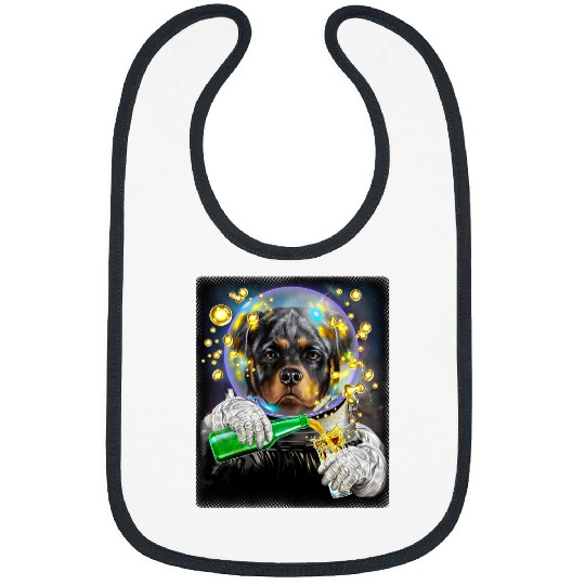 Dog Rottweiler as Astronaut in Space Enjoying Drink Bibs