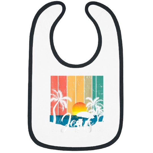 Christian Retro Let Me Tell You About My Jesus Beach Sunset Distressed Christ Bibs