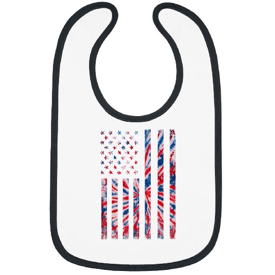 Red White Blue Tie Dye American Flag vintages 4th Of July Bibs