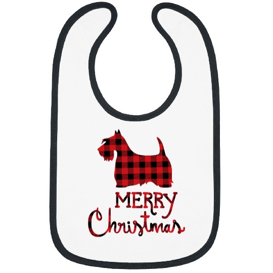 Red Plaid Scottie Dog Lover Christmas Matching Family Pajama Bibs