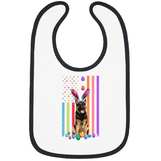 GSD Easter Day American Eggs Flag German Shepherd Dog Funny German Shepherd Dog Dog Bibs