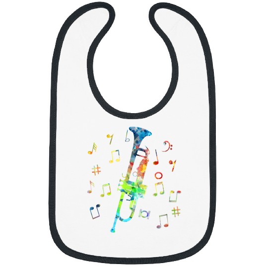 Trumpet Lover Funny Trumpet Player With Musical Notes Bibs