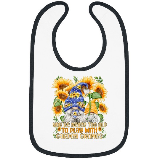 Cute Gardener Sunflower Gnome For Hippie Grandma Summer Bibs