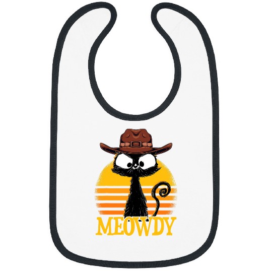 vintages Cat Retro Cat Cowboy Cat Meowdy Black Cat Bibs