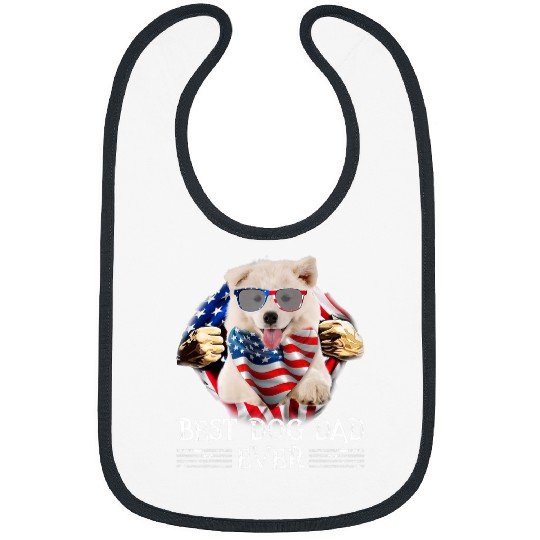 Dog Samoyed bests Samoyed Dad Ever American Flag 4th Of July Gifts Men Bibs