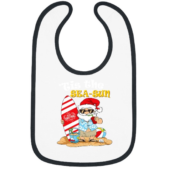 Tis The Sea Sun Santa Beach Summer Christmas In July Summer 91 Bibs