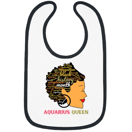 Black History Month Aquarius Queen Black Womens Bibs