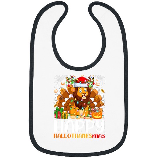 Lion Gift Halloween Christmas Happy Hallothanksmas Bibs