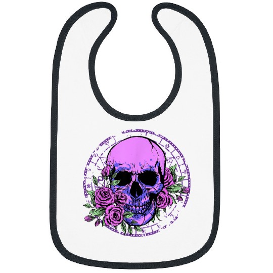 Skeletons Skulls Pastel Goth Human Skull and Rose Death Head Emo Punk Gothic66 Skull Bibs