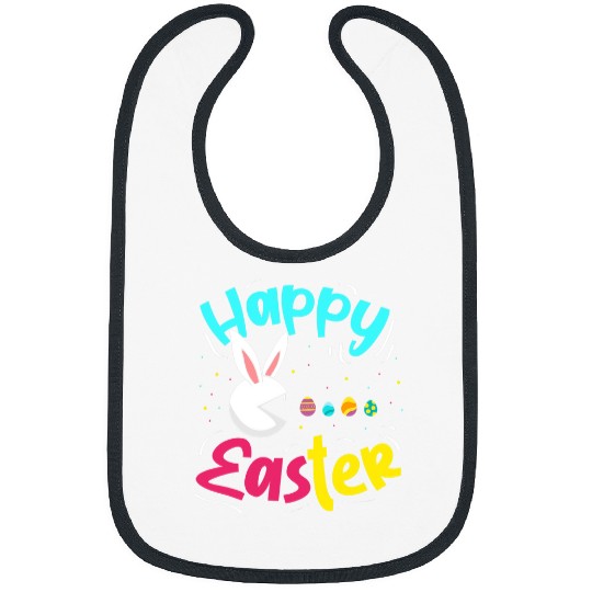 Rabbits Happy Easter Cute Rabbit Eating Easter Eggs Easter Sunday Bibs