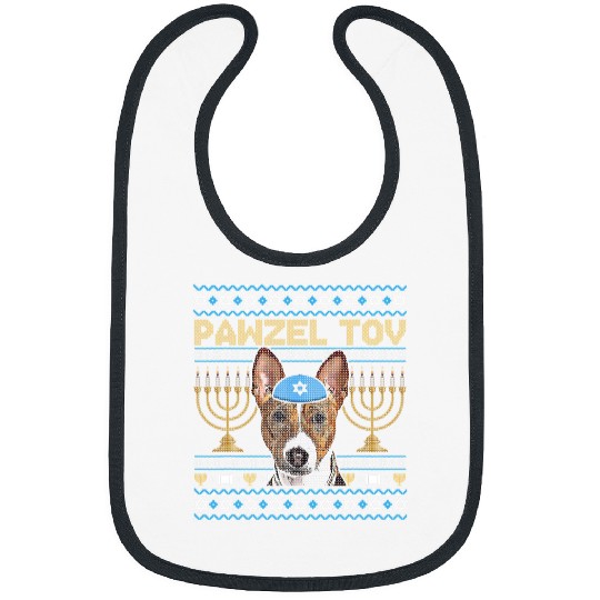 Dog Basenji Pawzel Tov Jewish Basenji Dog Funny Hanukkah Bibs
