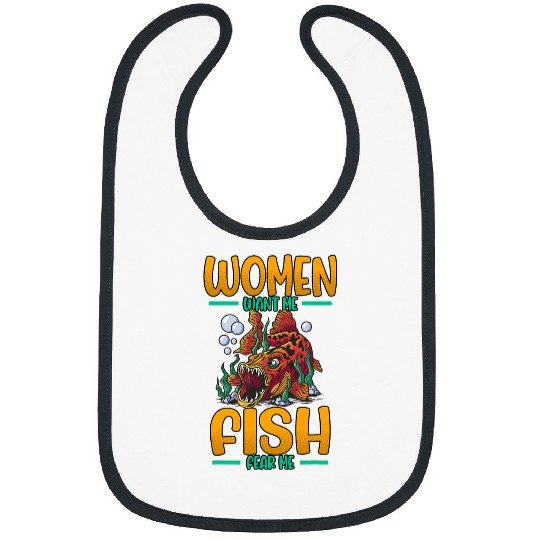 Fishing Mens Women Want Me Fish Fear Me Funny Fisherman Fishing 3 Fisher Bibs