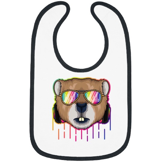 Music Groundhog Dj With Headphones Musical Groundhog Lovers 423 Bibs